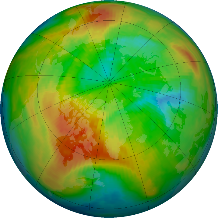 Arctic ozone map for 14 March 1993